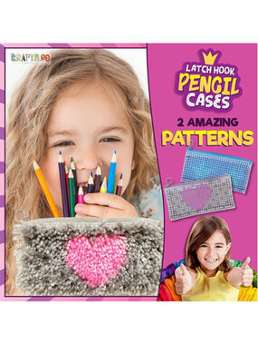 Latch Hook Pencil Cases One Size Pink Gray NIB